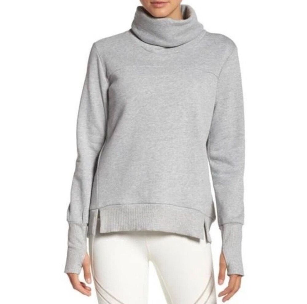 ALO Yoga Sweater Sweatshirt Womens Small Gray Turtle Neck Mock Neck Haze Funnel